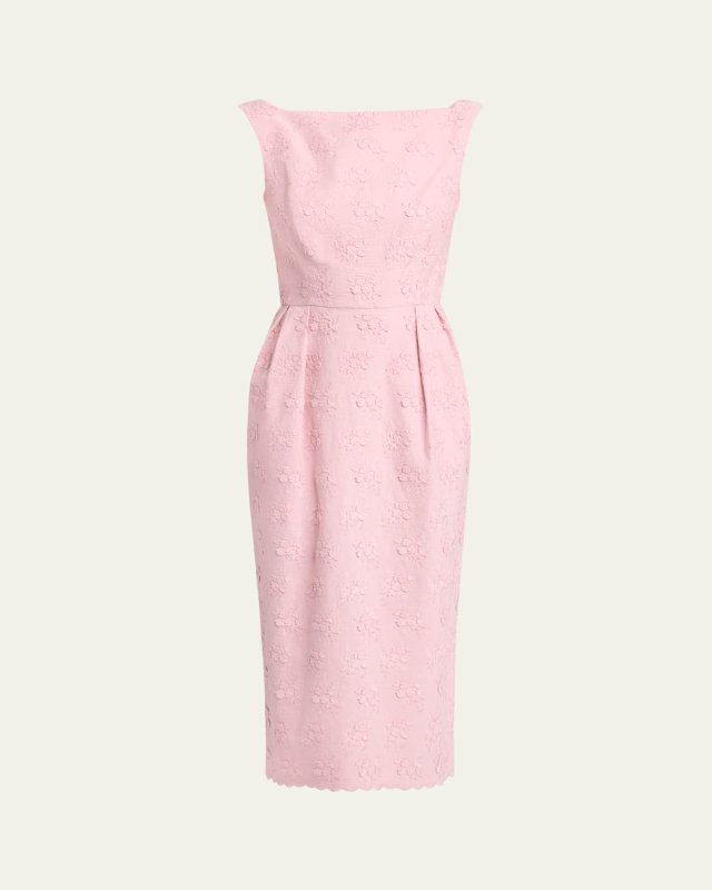 Floral Applique Pencil Midi Dress